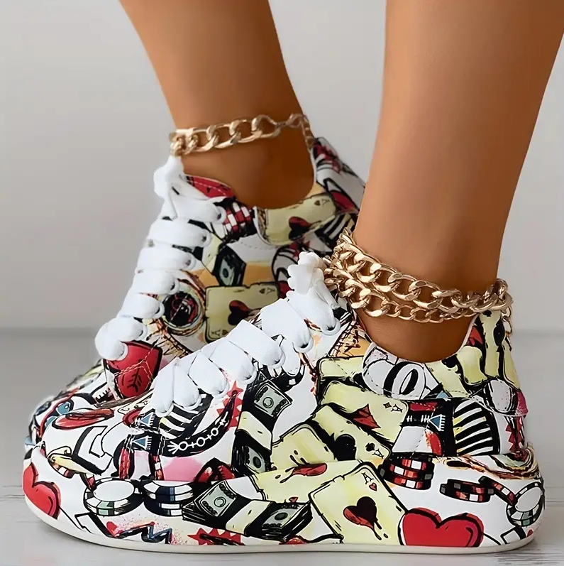 Hazel | stijlvolle damessneakers met graffitiprint