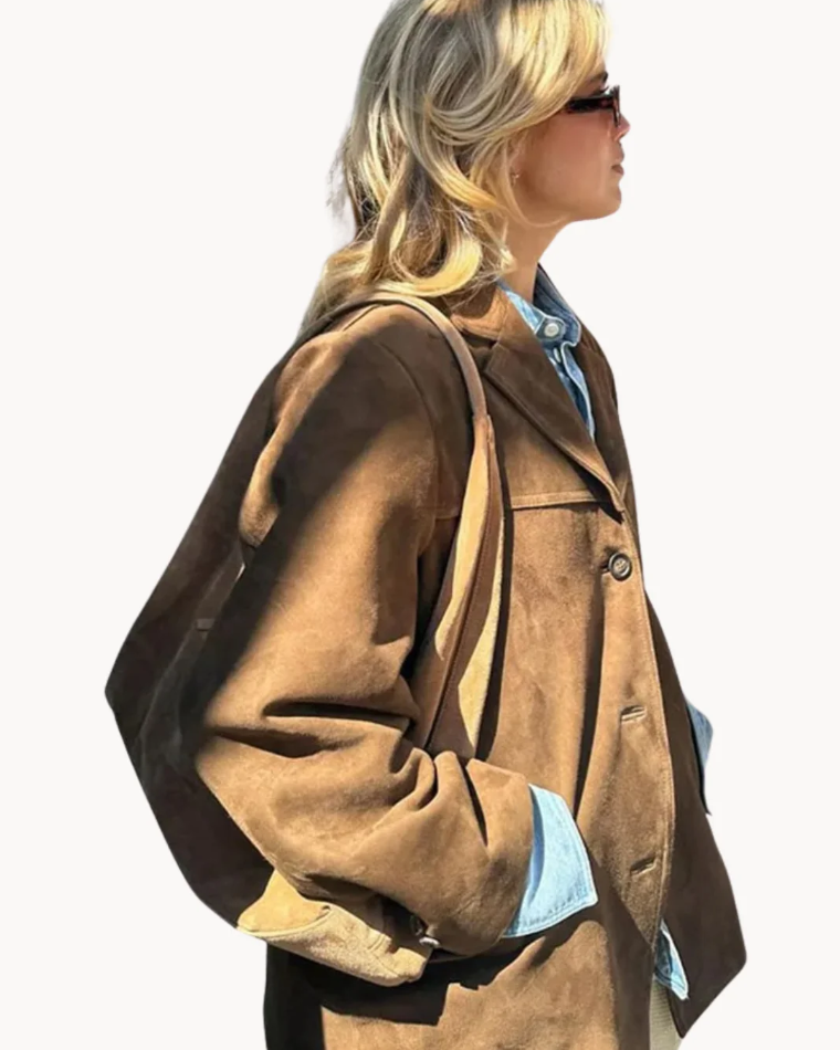 Lelie | luxe camel suède damesblazer