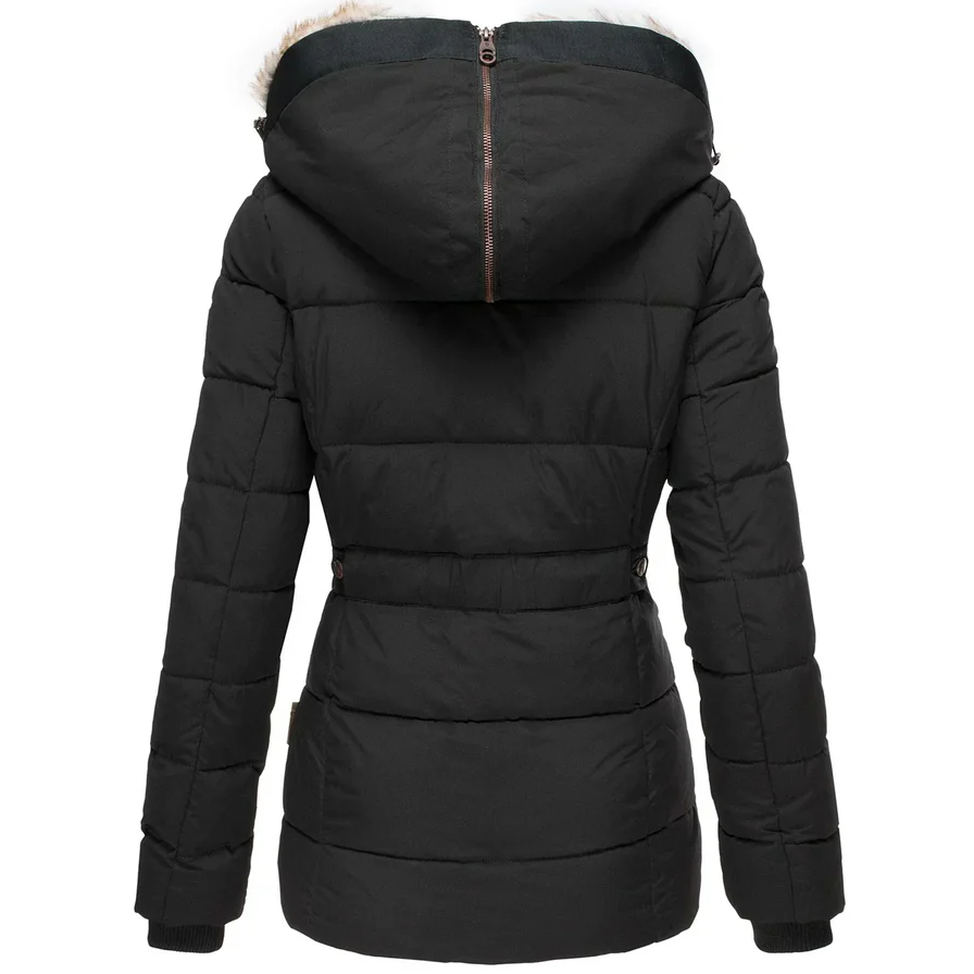 Elegante dames winterjas met bontcapuchon