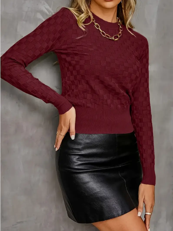 Rita - geruite gebreide trui