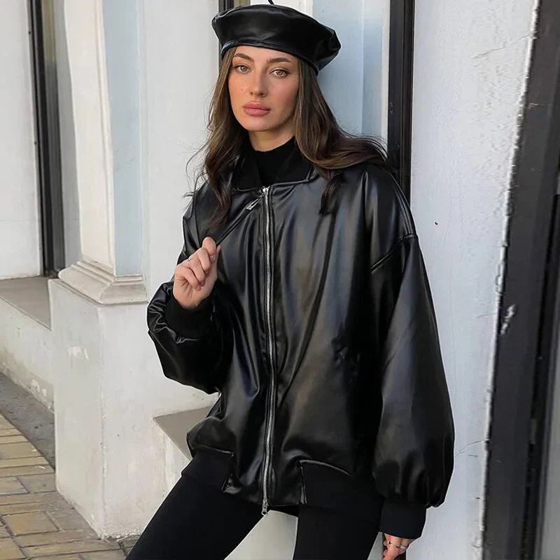 Scarlett - losse motorleren jas