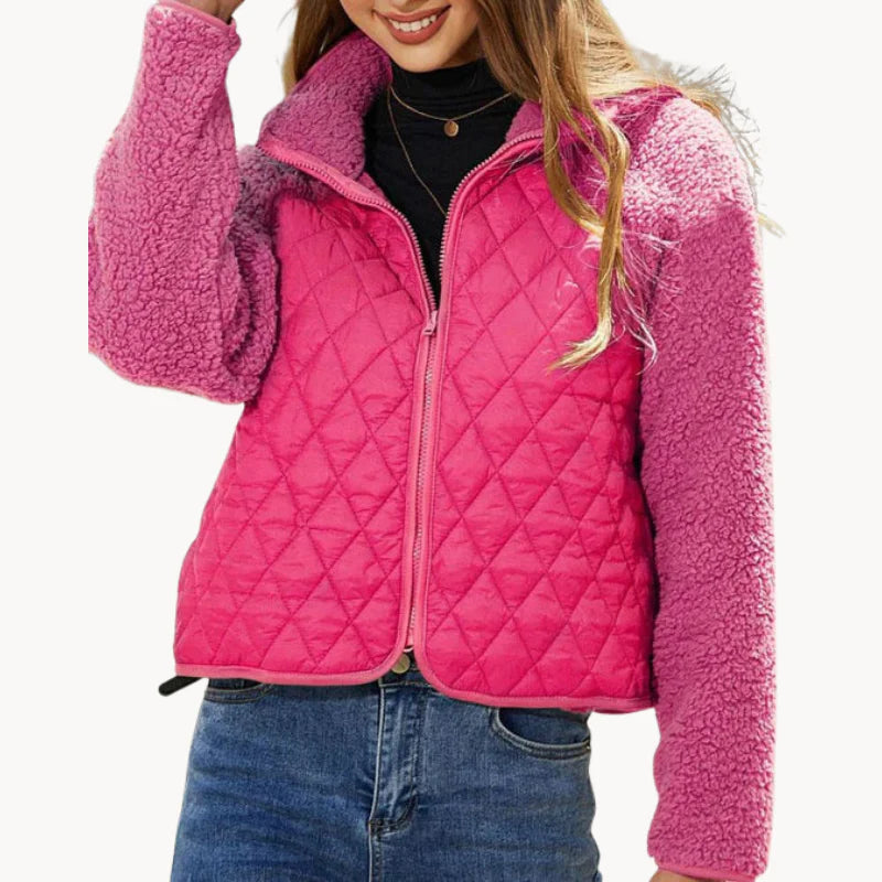 Flora - gezellig, pluchen jack met ritssluiting voor dames