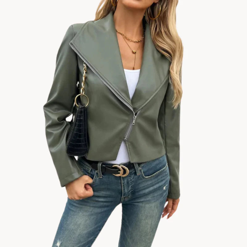 Teodora - elegante olijfgroene damesjas