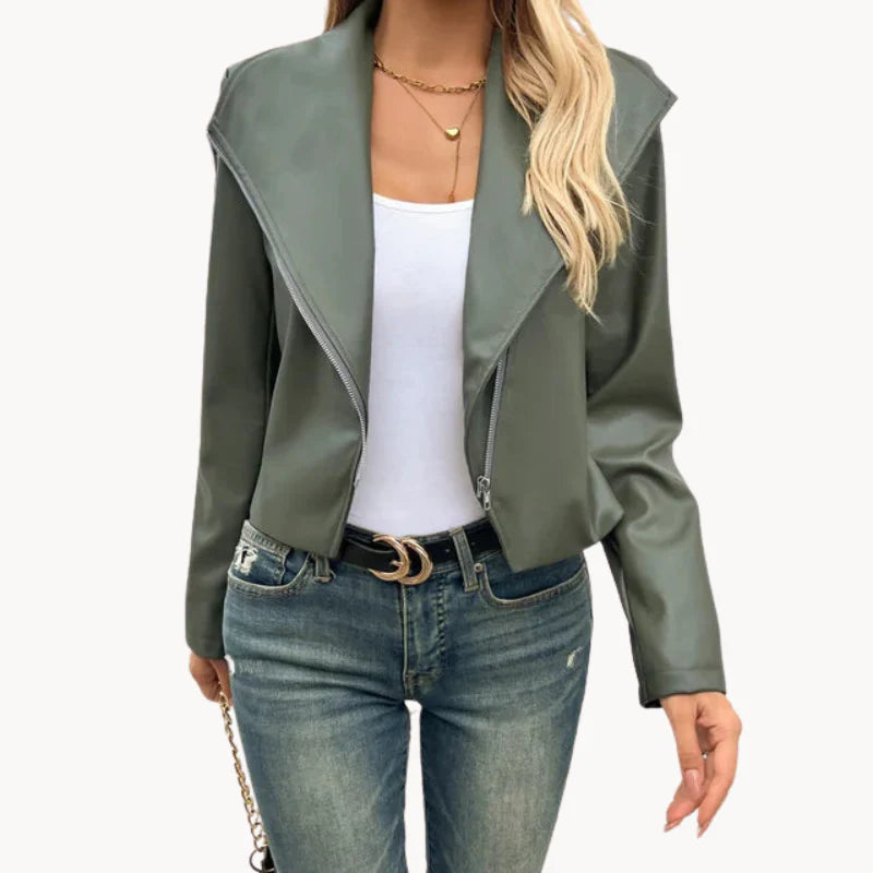 Teodora - elegante olijfgroene damesjas