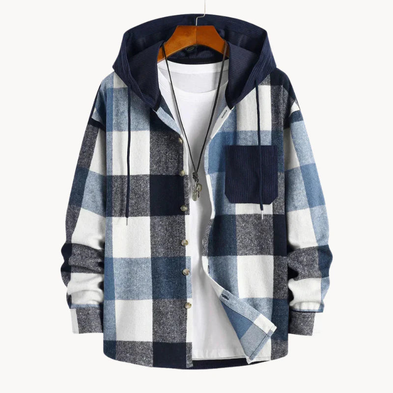 Xavier - relax fit flanellen herensweater met capuchon