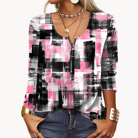 Nordic - moderne print stijlvolle damesblouse