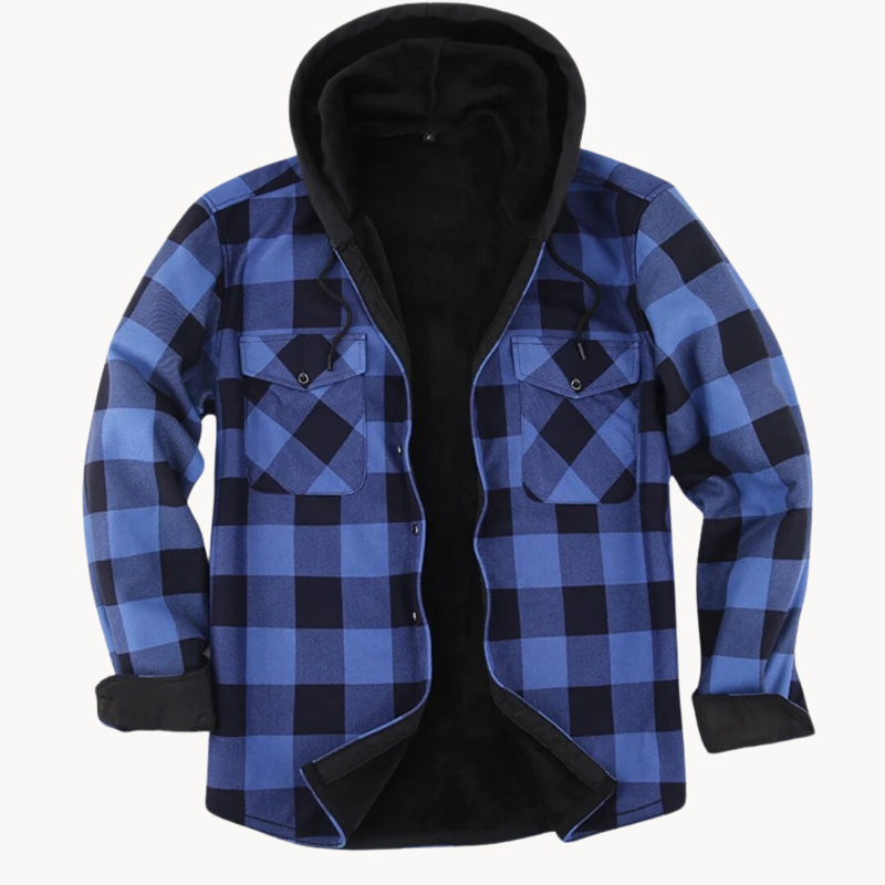 Lazzaro - cozy fleece gevoerde herenflannel jas met capuchon