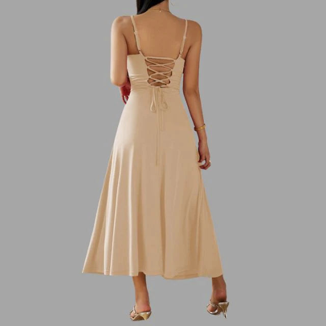 Julia - beige midi swingjurk