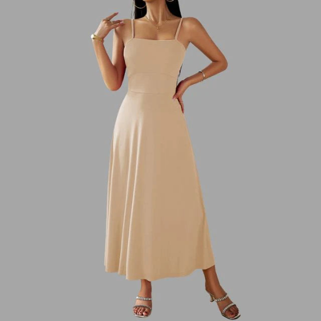 Julia - beige midi swingjurk