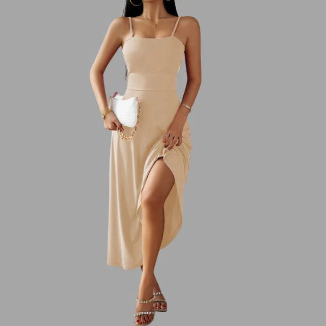 Julia - beige midi swingjurk