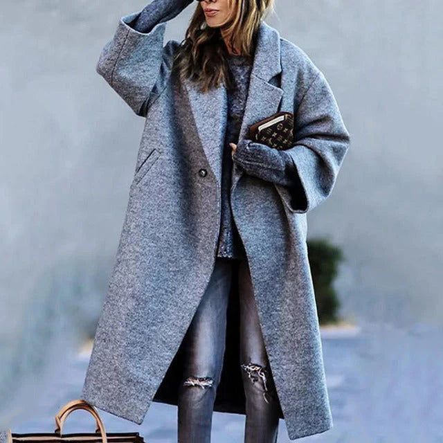 Wollen jas - oversized - lang - damesjas - winterjas