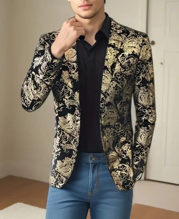 Stijlvolle en elegante herenblazer in barokpatroon