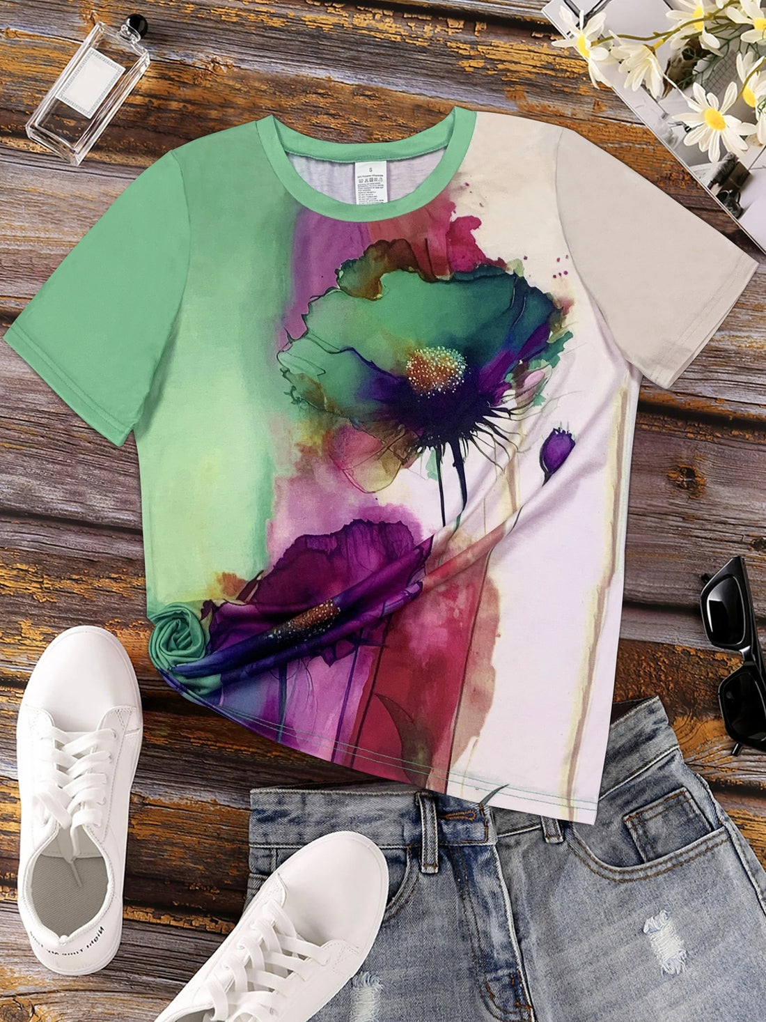 Frieda | t-shirt met bloemenprint en korte mouwen