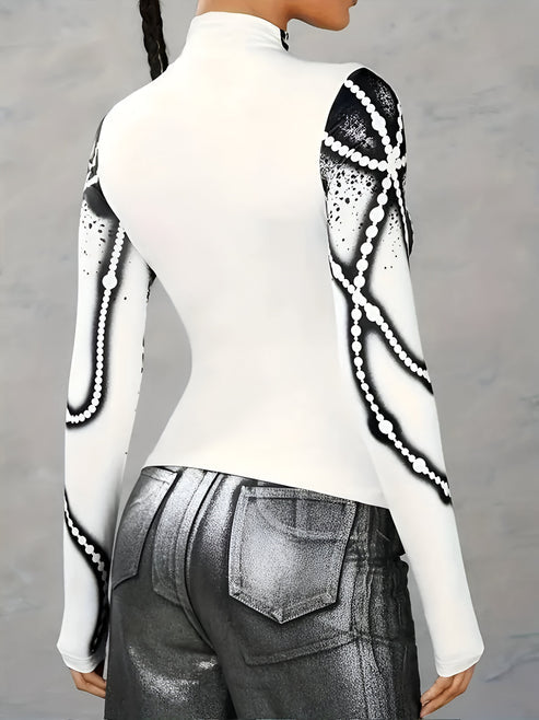 Jerrica | casual gebreide top met abstracte print