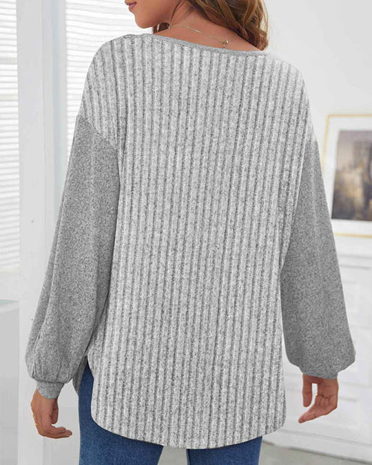 Casual top met geribde strepen