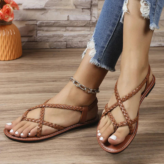 Maira - platte sandalen met gevlochten bandjes voor dames