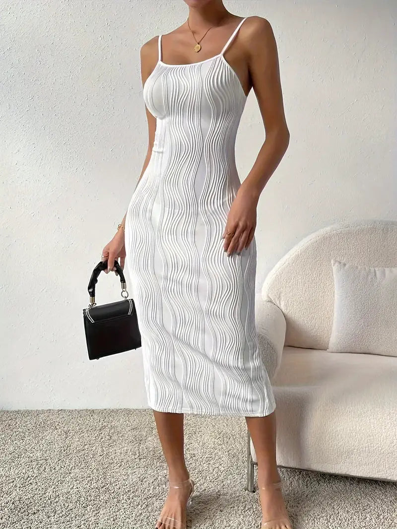 Natalie - cami-jurk met structuur en split aan de achterkant