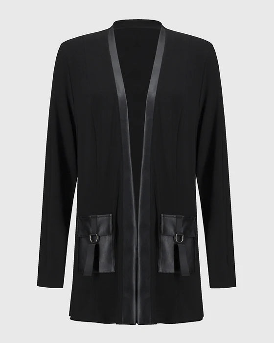 Modieuze - jas in effen patchworktas