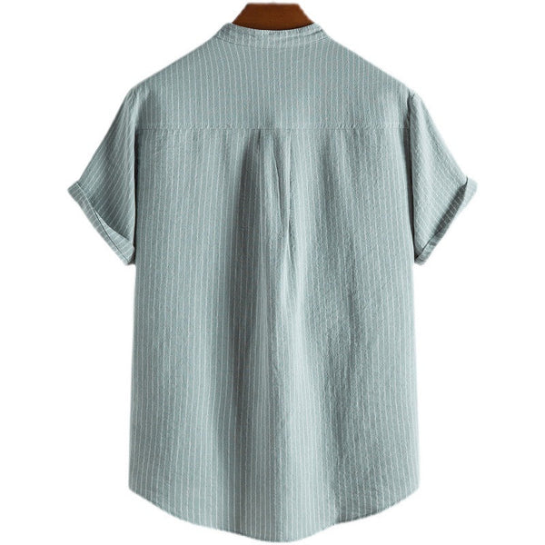 David - gestreept linnen overhemd met halve knopen voor heren