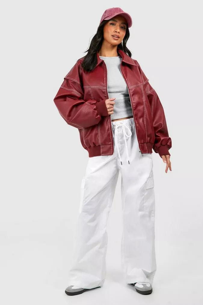 Vera - trendy rood oversized pasvorm dames jasje