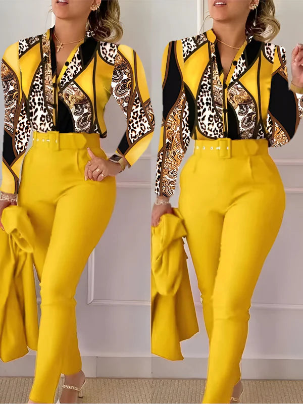 Aranka - top met v-hals en broek met hoge taille