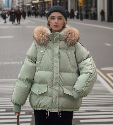 Winterjas met capuchon van imitatiebont - Maxinne