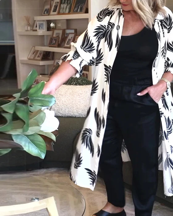 Casual - jas met revers en knoop, bedrukt