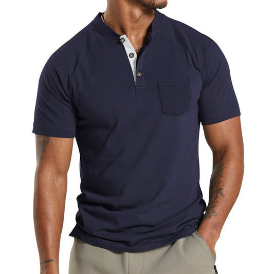 Henley - effen heren t-shirt