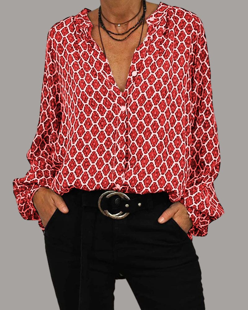 Lena - stijlvolle blouse met v-hals en lange mouwen