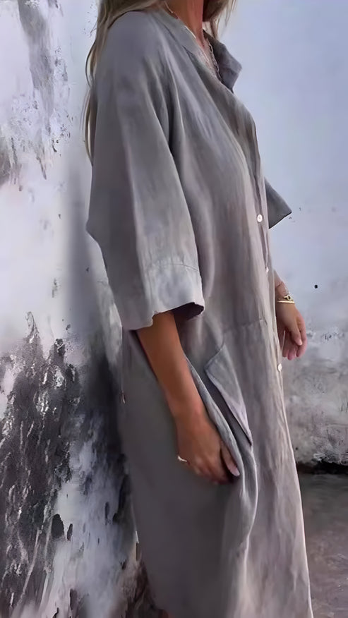 Solène | wijde, casual jurk met halve mouwen