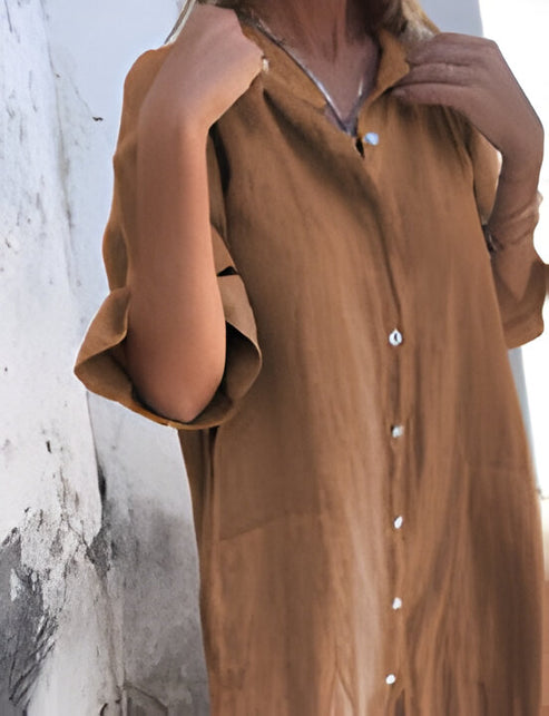 Solène | wijde, casual jurk met halve mouwen