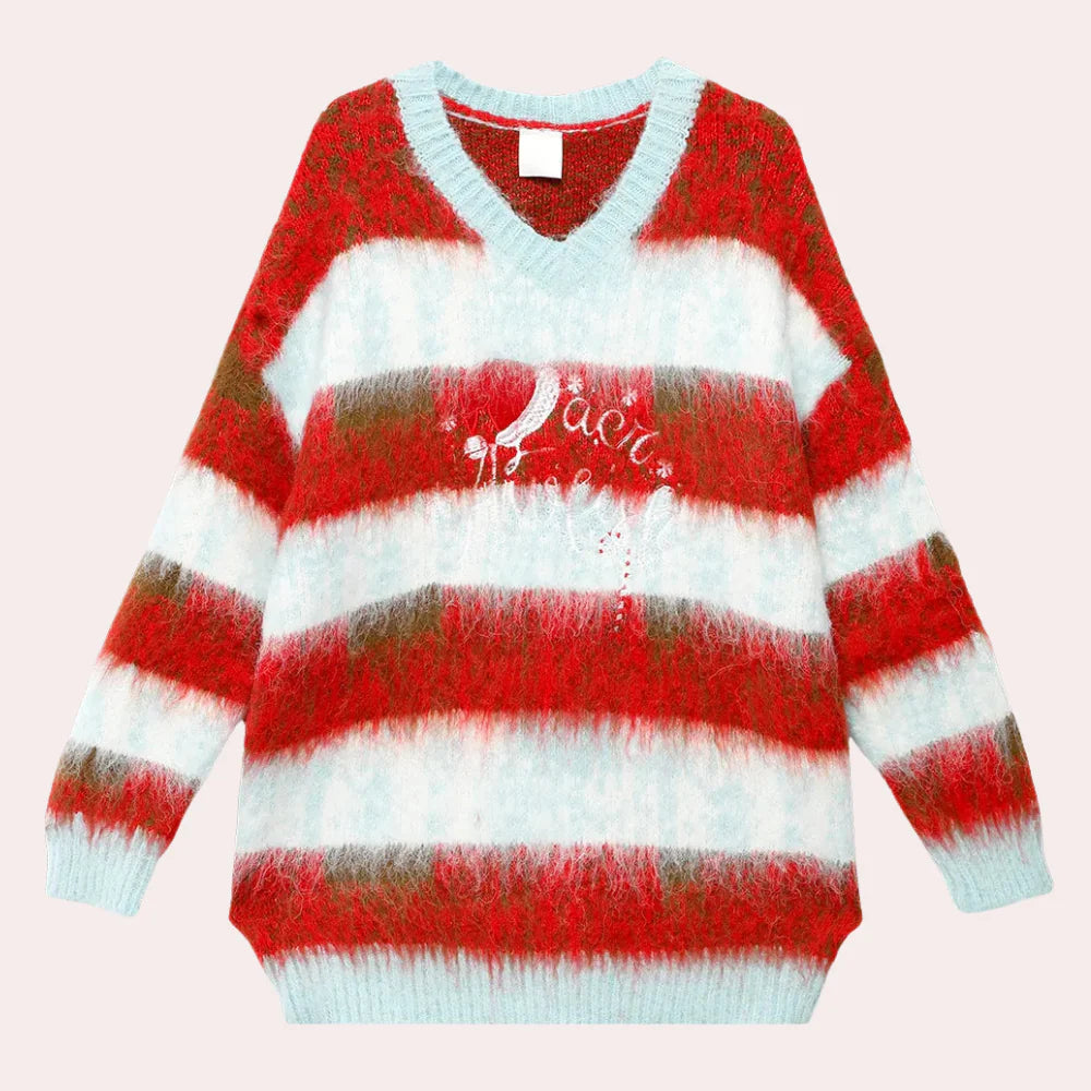 Niana - gestreepte comfortabele kersttrui voor dames