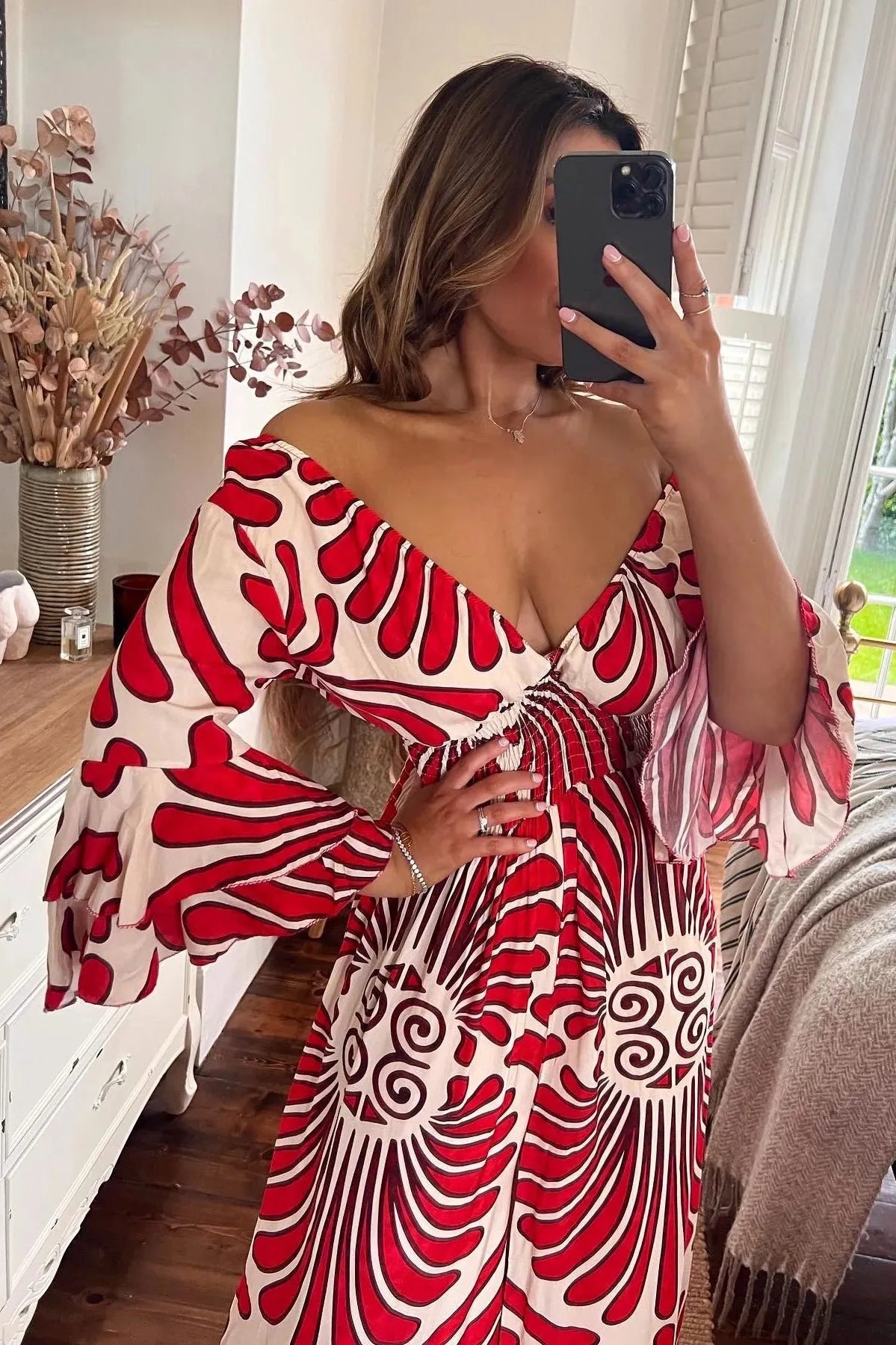 Sara - jumpsuit met volantmouwen en bloemen in vintage