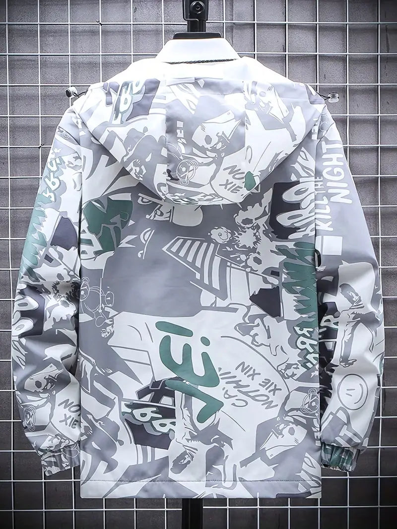 David – modieus graffiti-windjack voor heren