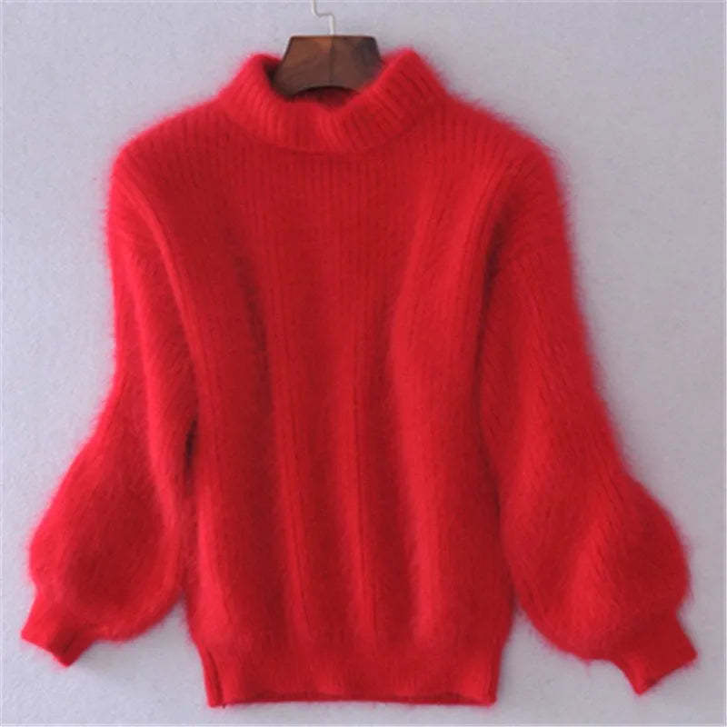 Taylor - los gebreide effen kleur trui - vintage angora trui