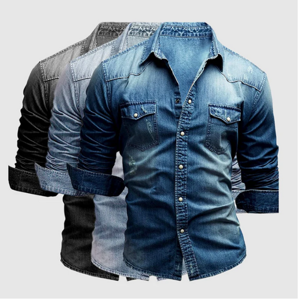 Edward - casual heren denimoverhemd met lange mouwen