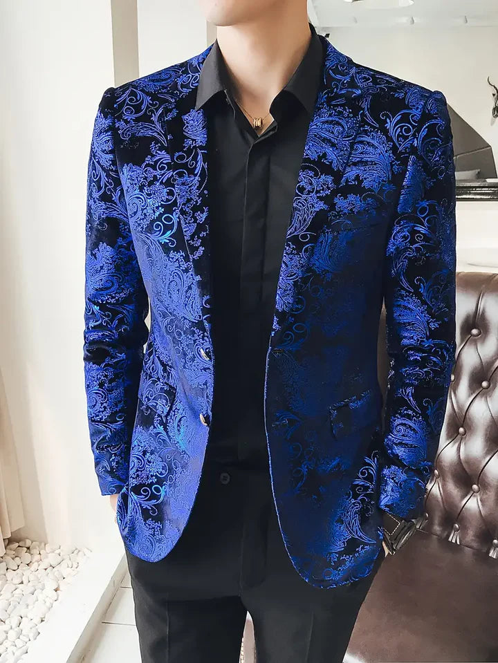 Stijlvolle en elegante herenblazer in barokpatroon