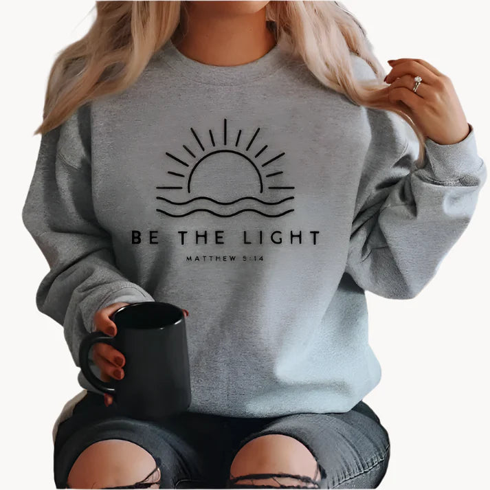 Trui met modieus be the light tekstlogo op de voorkant voor dames