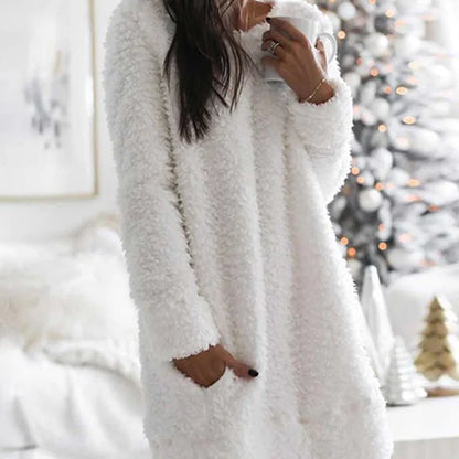 Gail - warme jurk met effen kleur en ronde hals