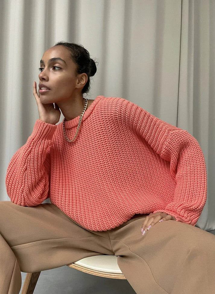 Warme wintertrui: modieuze ronde hals in minimalistisch design