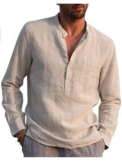 Dimitri - herenshirt met lange mouwen en V-hals