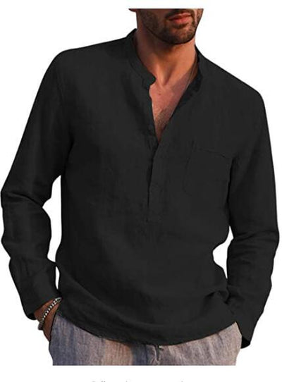 Dimitri - herenshirt met lange mouwen en V-hals