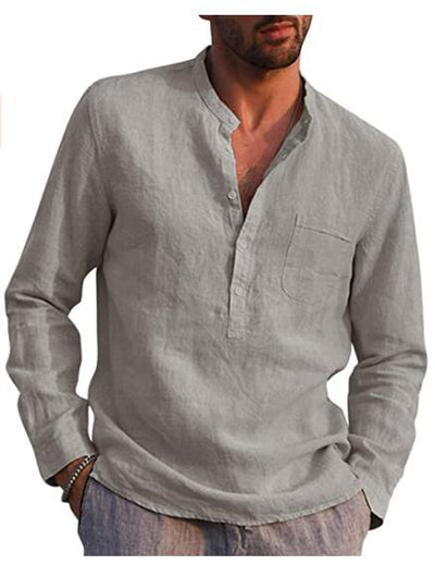 Dimitri - herenshirt met lange mouwen en V-hals