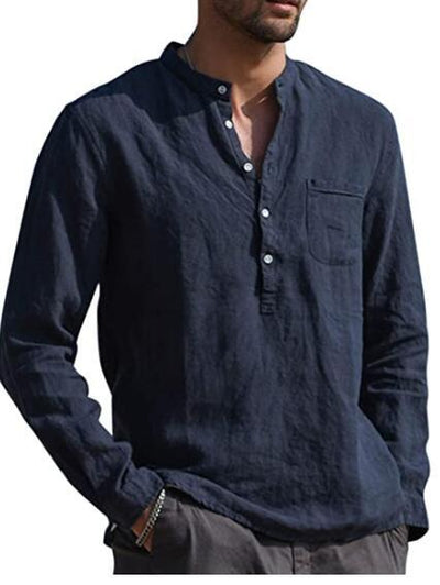Dimitri - herenshirt met lange mouwen en V-hals