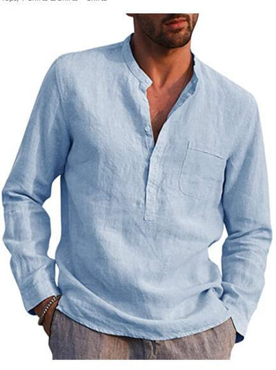 Dimitri - herenshirt met lange mouwen en V-hals