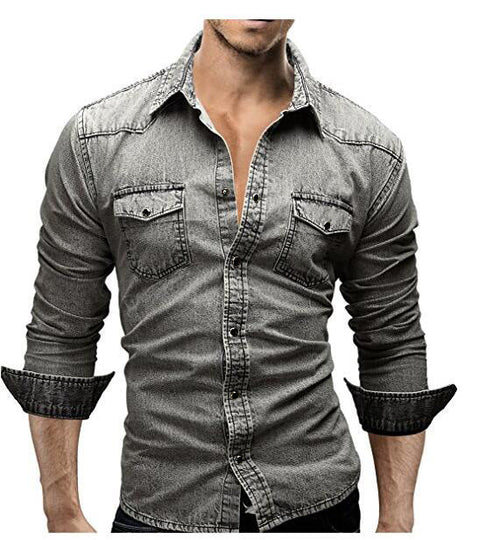 Edward - casual heren denimoverhemd met lange mouwen