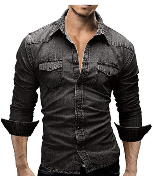 Edward - casual heren denimoverhemd met lange mouwen
