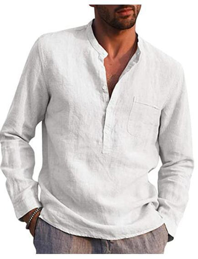 Dimitri - herenshirt met lange mouwen en V-hals