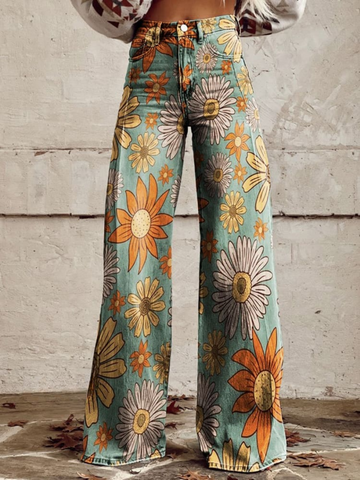 Wijde - broek met patroon
