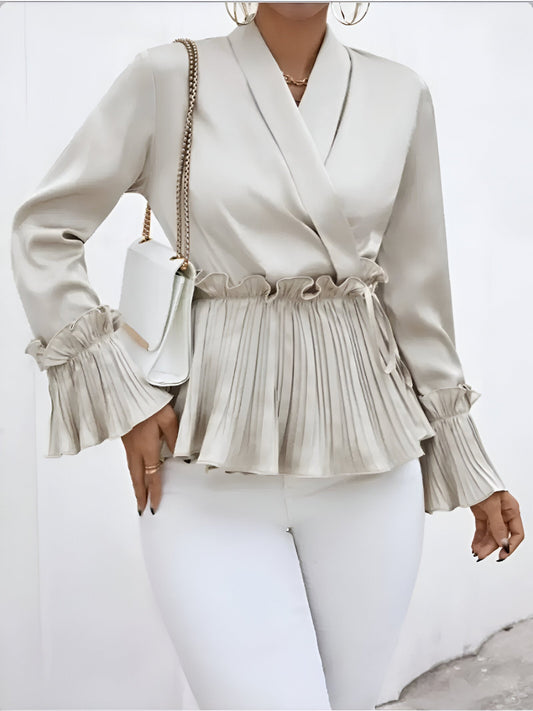 Orlando | elegante blouse met v-hals en plooidetail
